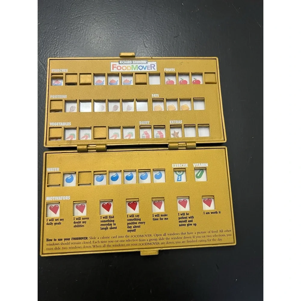 Richard Simmons Food Mover Gold 1400 & 1600 Calories 1998 Vintage‎ Food Tracker